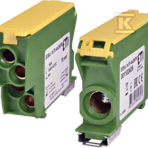 Blok rozdzielczy 192A (1×4-70mm2/4×1,5-25mm2) żółto-zielony EDBJ-1X70-4X25/PE 001102436 Blok rozdzielczy 192A (1×4-70mm2/4×1,5-25mm2) żółto-zielony EDBJ-1X70-4X25/PE 001102436