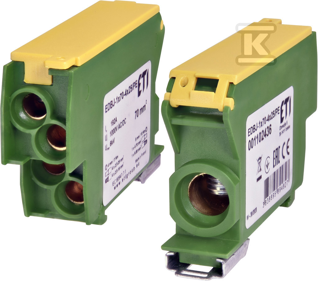 Blok rozdzielczy 192A (1x4-70mm2/4x1,5-25mm2) żółto-zielony EDBJ-1X70-4X25/PE 001102436 - obrazek 1