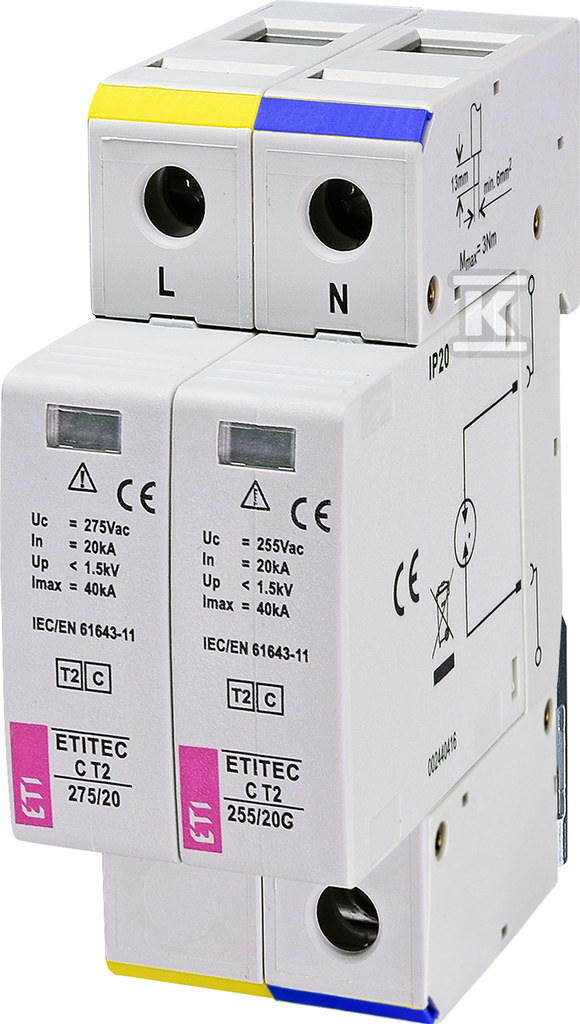Ogranicznik przepięć T2 (C) ETITEC C T2 275/20 1+1 002440401 - obrazek 1