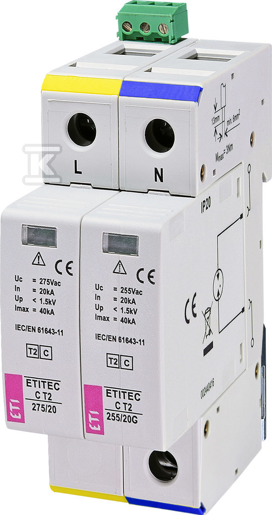 Ogranicznik przepięć T2 (C) ETITEC C T2 275/20 1+1 RC 002440402 - obrazek 1