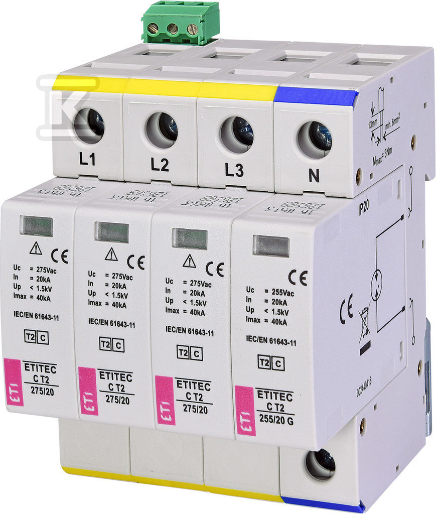 Ogranicznik przepięć T2 (C) ETITEC C T2 275/20 3+1 RC 002440404 - obrazek 1