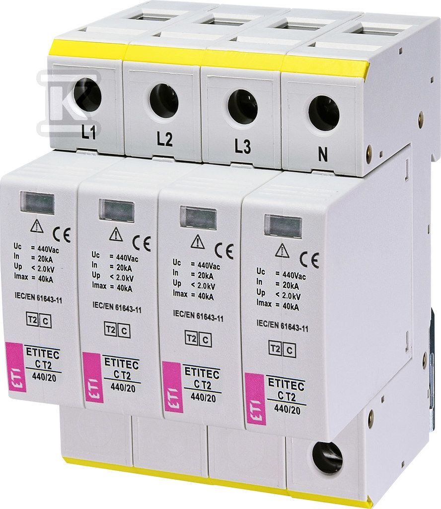 Ogranicznik przepięć T2 (C) ETITEC C T2 440/20 4+0 002440407 - obrazek 1