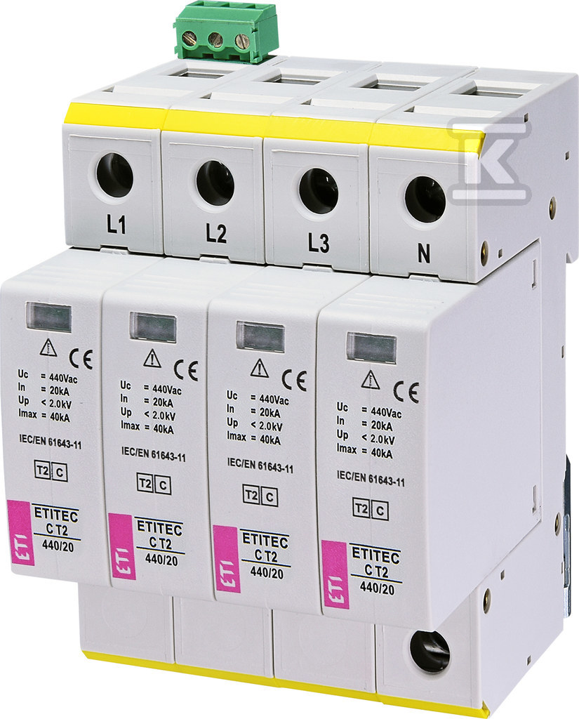 Ogranicznik przepięć T2 (C) ETITEC C T2 440/20 4+0 RC 002440408 - obrazek 1