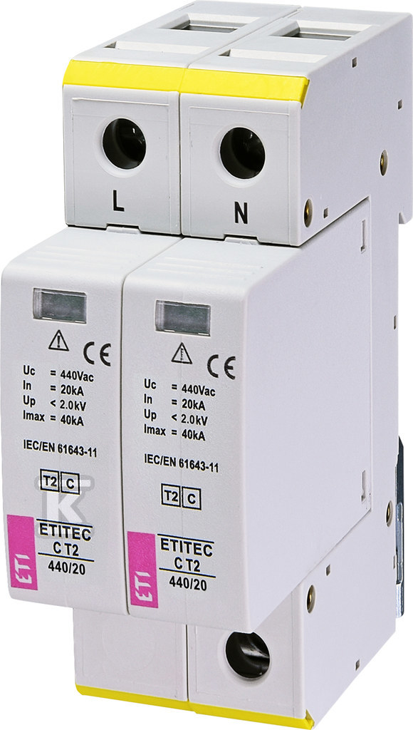 Ogranicznik przepięć T2 (C) ETITEC C T2 440/20 2+0 002440409 - obrazek 1