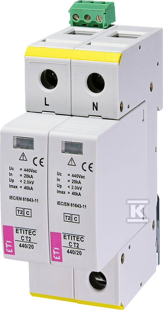 Ogranicznik przepięć T2 (C) ETITEC C T2 440/20 2+0 RC 002440410 - obrazek 1