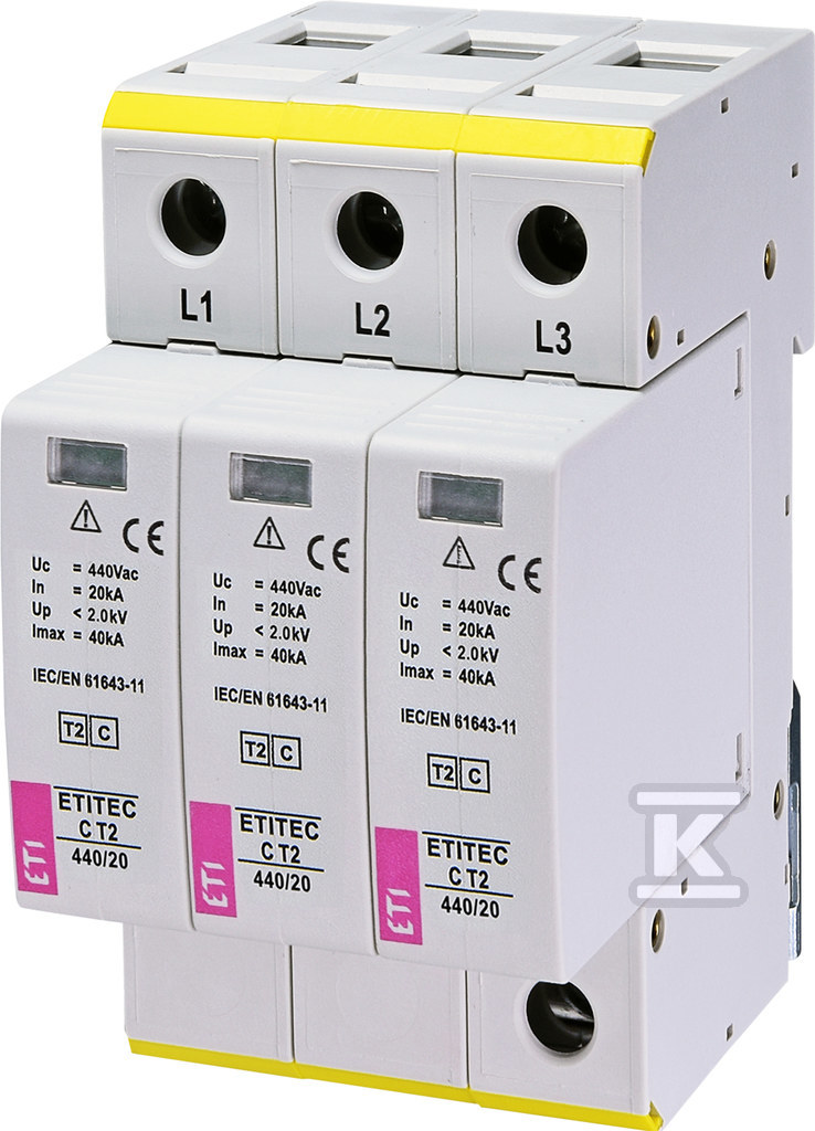 Ogranicznik przepięć T2 (C) ETITEC C T2 440/20 3+0 002440411 - obrazek 1