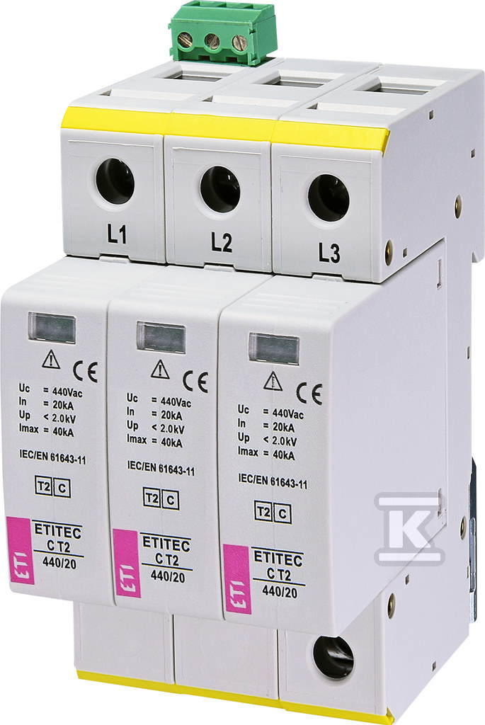 Ogranicznik przepięć T2 (C) ETITEC C T2 440/20 3+0 RC 002440412 - obrazek 1