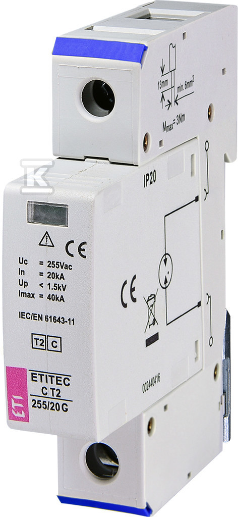 Ogranicznik przepięć T2 (C) - z iskiernikiem ETITEC C T2 255/20 G 002440413 - obrazek 1