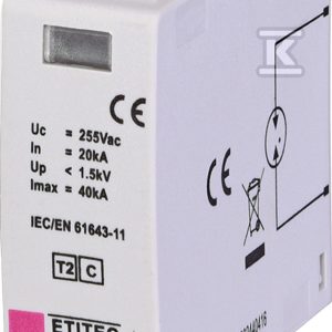 Moduł wymienny ogranicznika przepięć T2 (C) MOD.ETITEC C T2 255/20 G 002440416 Moduł wymienny ogranicznika przepięć T2 (C) MOD.ETITEC C T2 255/20 G 002440416