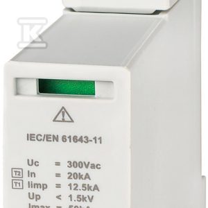 Ogranicznik przepięć T1, T2 (B, C) – bez prądu upływu ETITEC SM T12 300/12,5 1+0 002440540