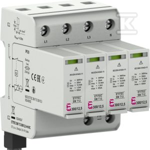 Ogranicznik przepięć T1, T2 (B, C) – bez prądu upływu ETITEC SM T12 300/12,5 4+0 RC 002440547 Ogranicznik przepięć T1, T2 (B, C) – bez prądu upływu ETITEC SM T12 300/12,5 4+0 RC 002440547