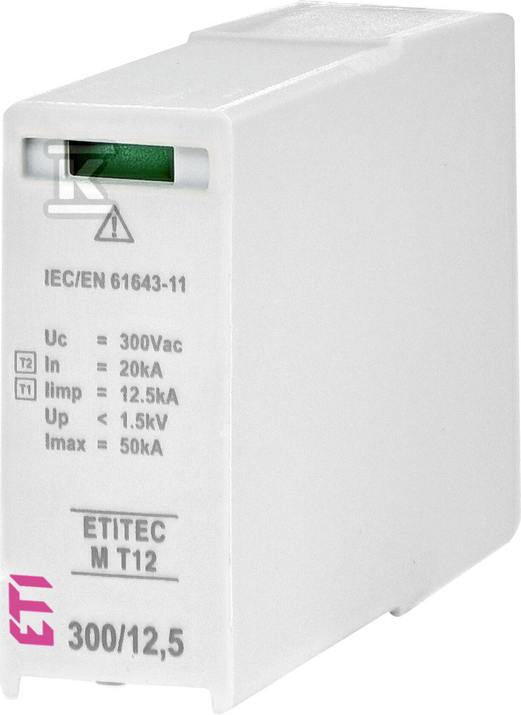 Moduł wymienny ogranicznika przepięć T1, T2 (B, C) - bez prądu upływu modułówETITEC SM T12 300/12,5 002440552 - obrazek 1