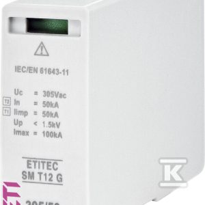 Moduł wymienny ogranicznika przepięć T1, T2 (B, C) – bez prądu upływu modułówETITEC SM T12 300/50 G 002440553 Moduł wymienny ogranicznika przepięć T1, T2 (B, C) – bez prądu upływu modułówETITEC SM T12 300/50 G 002440553