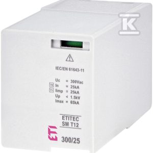 Moduł wymienny ogranicznika przepięć T1, T2 (B, C) – bez prądu upływu MOD. ETITEC SM T12 300/25 002440575 Moduł wymienny ogranicznika przepięć T1, T2 (B, C) – bez prądu upływu MOD. ETITEC SM T12 300/25 002440575