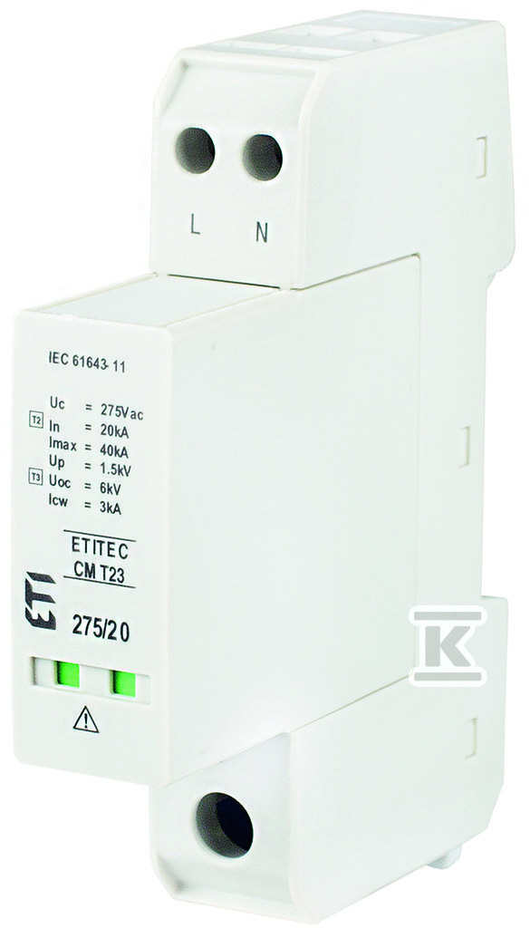 Modułowy ogranicznik przepięć ETITEC CM T23 275/20 2+0 RC 002440651 - obrazek 1
