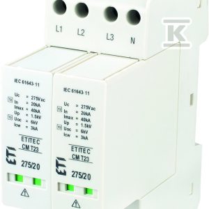 Modułowy ogranicznik przepięć ETITEC CM T23 275/20 3+1 RC 002440657 Modułowy ogranicznik przepięć ETITEC CM T23 275/20 3+1 RC 002440657