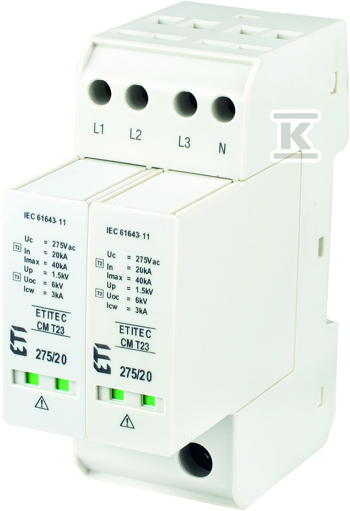 Modułowy ogranicznik przepięć ETITEC CM T23 275/20 3+1 RC 002440657 - obrazek 1