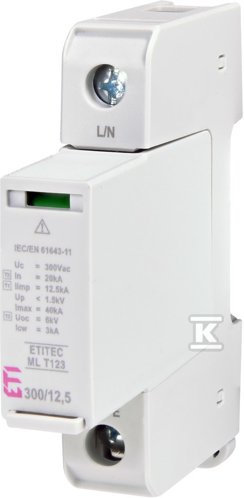 Modułowy ogranicznik przepięć ETITEC ML T123 300/12,5 1+0 002440661 - obrazek 1