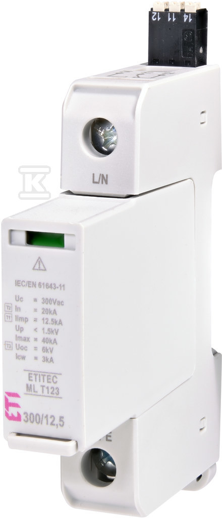 Modułowy ogranicznik przepięć ETITEC ML T123 300/12,5 1+0 RC 002440662 - obrazek 1
