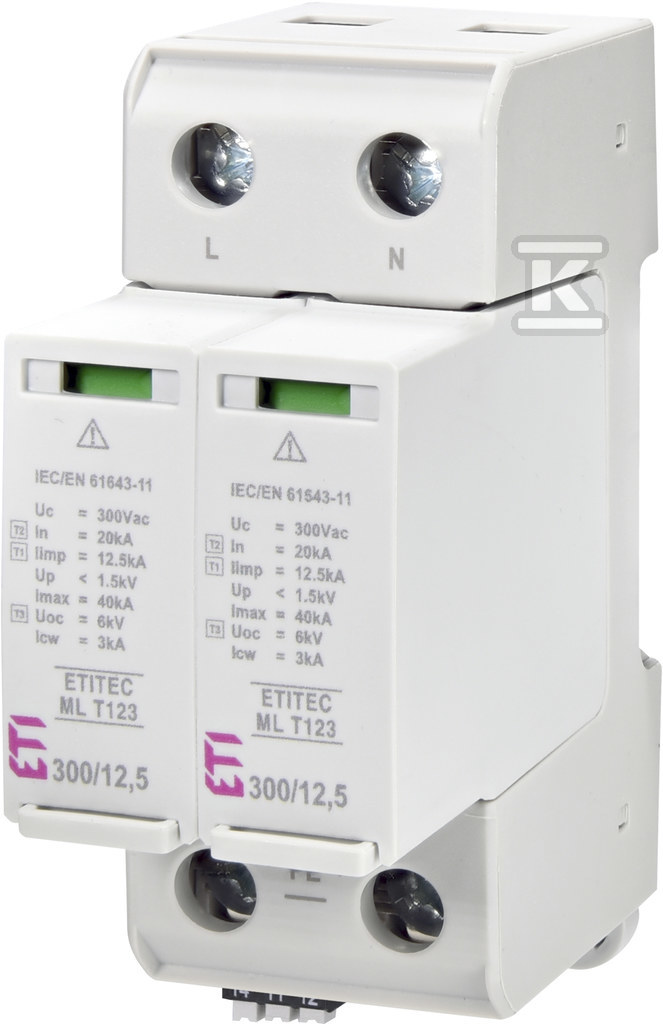 Modułowy ogranicznik przepięć ETITEC ML T123 300/12,5 2+0 RC 002440664 - obrazek 1