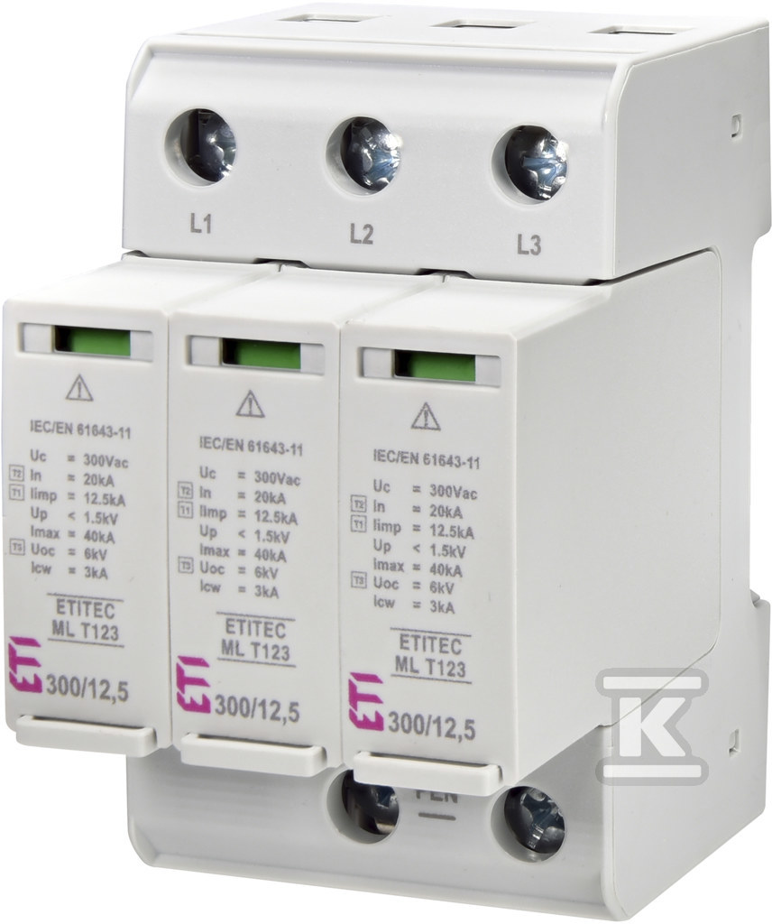 Modułowy ogranicznik przepięć ETITEC ML T123 300/12,5 3+0 002440665 - obrazek 1