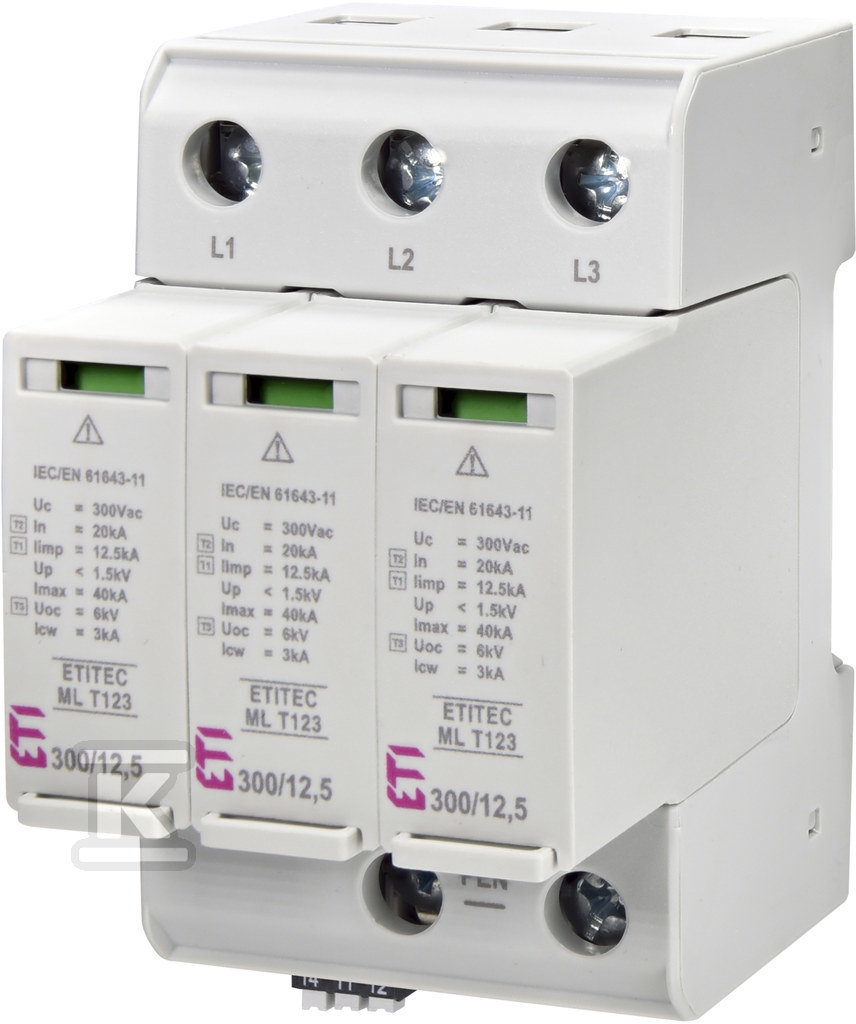 Modułowy ogranicznik przepięć ETITEC ML T123 300/12,5 3+0 RC 002440666 - obrazek 1
