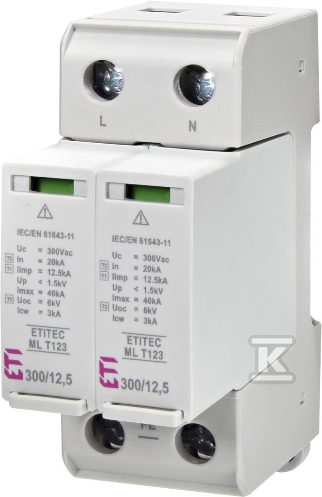 Modułowy ogranicznik przepięć ETITEC ML T123 300/12,5 1+1 002440669 - obrazek 1