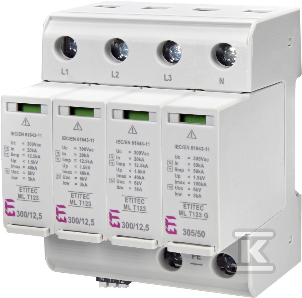Modułowy ogranicznik przepięć ETITEC ML T123 300/12,5 3+1 RC 002440672 - obrazek 1