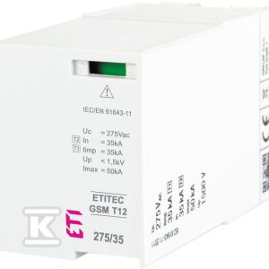Moduł wymienny ogranicznika przepięć T1,T2 (B, C) – iskiernik MOD. GSM T12 275/35 002440718 Moduł wymienny ogranicznika przepięć T1,T2 (B, C) – iskiernik MOD. GSM T12 275/35 002440718