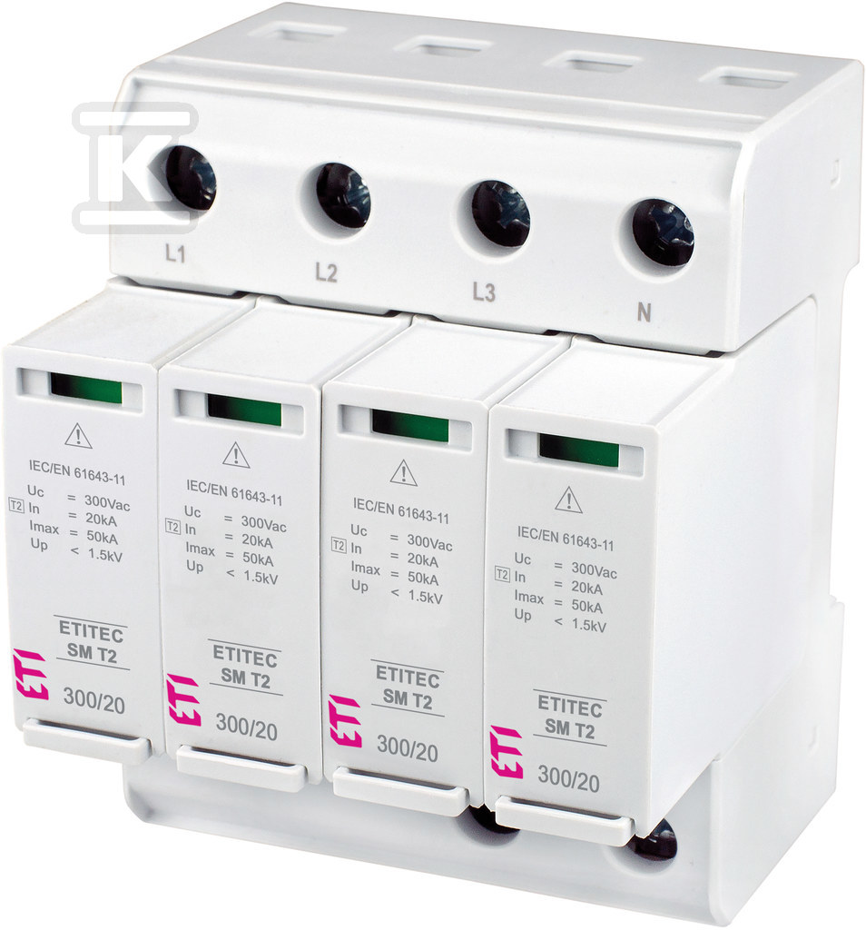 Ogranicznik przepięć T2 (C) - bez prądu upływu ETITEC SM T2 300/20 4+0 RC 002440751 - obrazek 1