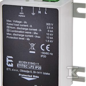 Ogranicznik przepięć – do źródeł światła LED ETITEC LP2 IP20 002442982 Ogranicznik przepięć – do źródeł światła LED ETITEC LP2 IP20 002442982