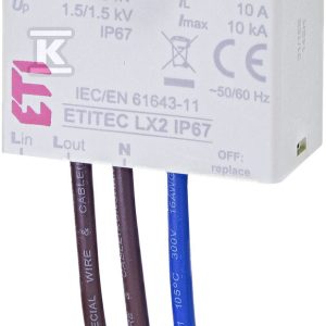 Ogranicznik przepięć – do źródeł światła LED ETITEC LX2 IP67 002442984 Ogranicznik przepięć – do źródeł światła LED ETITEC LX2 IP67 002442984