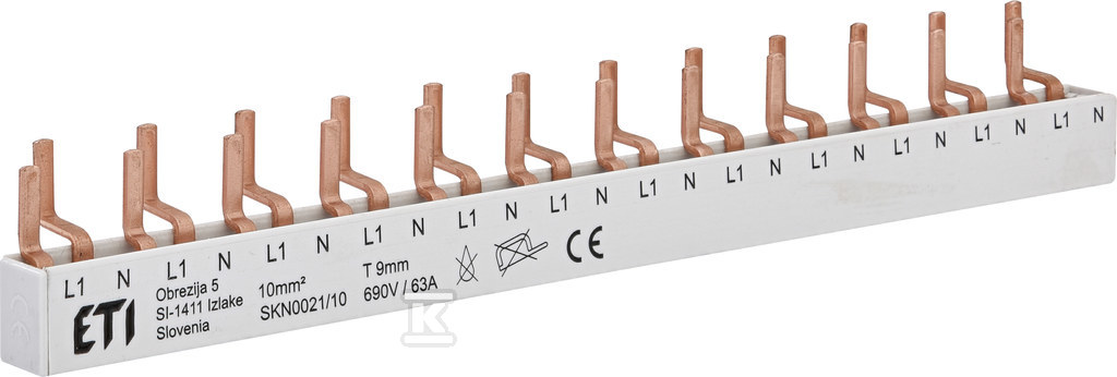 Izolowana szyna zbiorcza-sztyftowa 10 mm2 (do wyłączników KZS-1M lub ETIMAT 1N) SKN0021/10 002921150 - obrazek 1