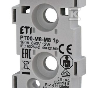 Podstawa bezpiecznikowa PT 00 M8-M8 1P 004121300 Podstawa bezpiecznikowa PT 00 M8-M8 1P 004121300