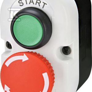 Kaseta szaro-czarna, START 1NO przycisk zielony, STOP 1NC przycisk grzybkowy czerwony odryglowywany przez obrót ESE2-V5 004771443 Kaseta szaro-czarna, START 1NO przycisk zielony, STOP 1NC przycisk grzybkowy czerwony odryglowywany przez obrót ESE2-V5 004771443
