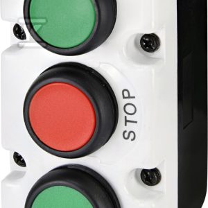 Kaseta szaro-czarna, 3 płaskie przyciski 2NO zielone, 1NC czerwony FORWARD, STOP, REVERSE ESE3-V6 004771444 Kaseta szaro-czarna, 3 płaskie przyciski 2NO zielone, 1NC czerwony FORWARD, STOP, REVERSE ESE3-V6 004771444