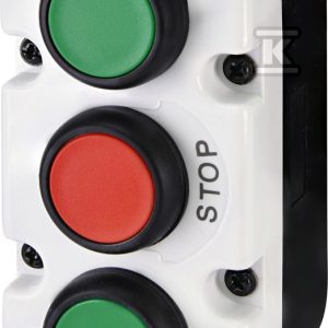 Kaseta szaro-czarna, 3 płaskie przyciski 2NO zielone, 1NC czerwony UP, STOP, DOWN ESE3-V7 004771445 Kaseta szaro-czarna, 3 płaskie przyciski 2NO zielone, 1NC czerwony UP, STOP, DOWN ESE3-V7 004771445