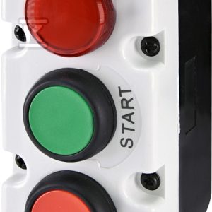 Kaseta szaro-czarna, 2 płaskie przyciski 1NO zielony, 1NC czerwony, lapka 240VAC czerwona START i STOP ESE3-V8 004771446 Kaseta szaro-czarna, 2 płaskie przyciski 1NO zielony, 1NC czerwony, lapka 240VAC czerwona START i STOP ESE3-V8 004771446