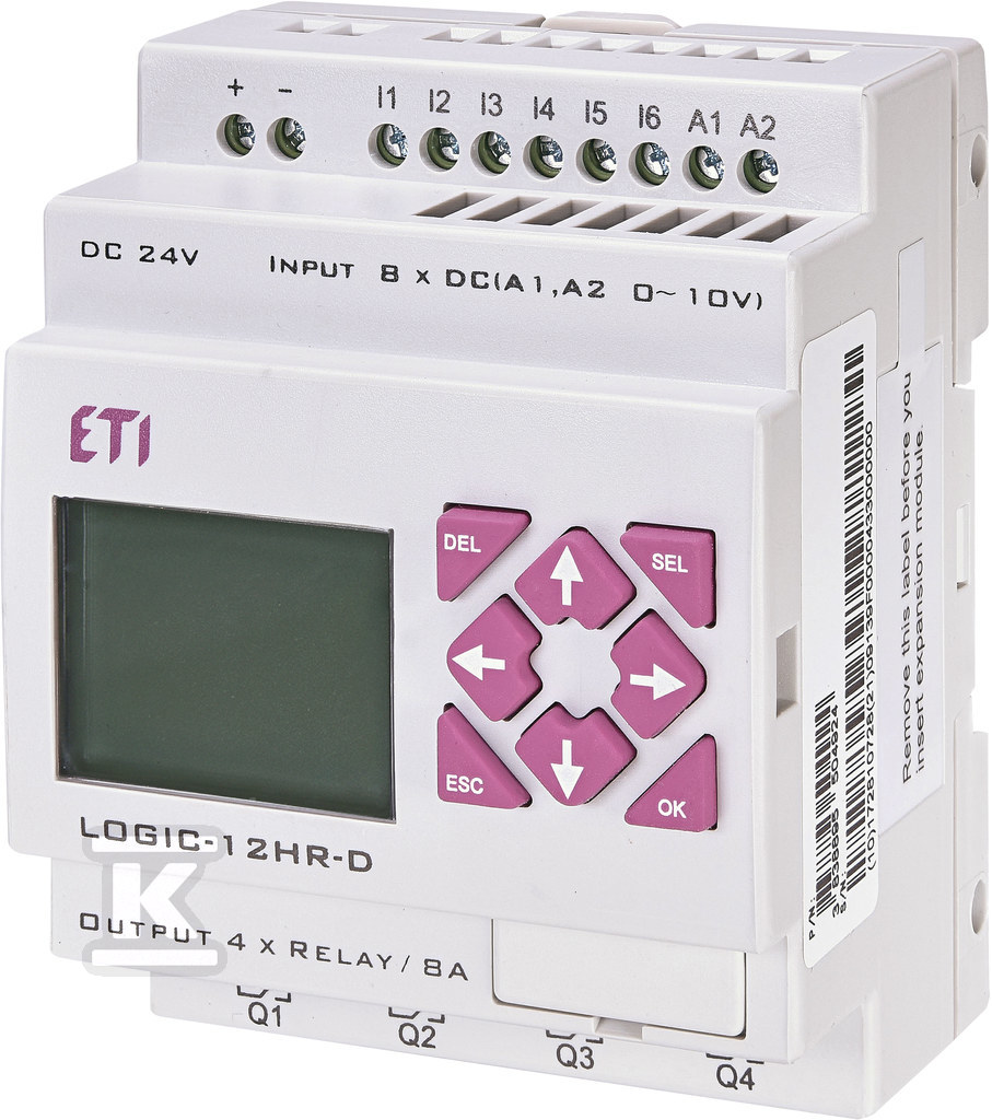 Przek. programowalny 24VDC, 8/4 we/wy przek. LOGIC-12HR-D 004780002 - obrazek 1