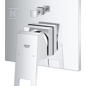 Bateria EuroCube jednouchwytowa do obsługi dwóch wyjść wody, chrom, montaż ścienny podtynkowy, głowica Ceramiczna 46 mm, metalowa rozeta, metalowa dźwignia 24062000 Bateria EuroCube jednouchwytowa do obsługi dwóch wyjść wody, chrom, montaż ścienny podtynkowy, głowica Ceramiczna 46 mm, metalowa rozeta, metalowa dźwignia 24062000