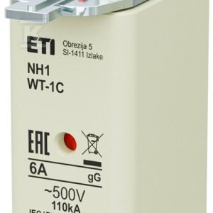 Wkładka bezpiecznikowa – NH1C gG 6A/500V G – zwłoczna / pokrywy stalowe 004113400