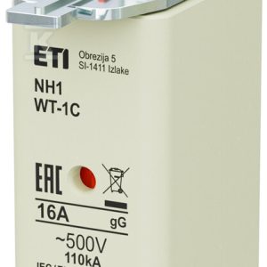 Wkładka bezpiecznikowa – NH1C gG 16A/500V G – zwłoczna / pokrywy stalowe 004113402