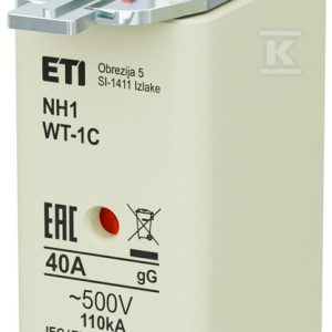 Wkładka bezpiecznikowa – NH1C gG 40A/500V G – zwłoczna / pokrywy stalowe 004113407