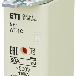 Wkładka bezpiecznikowa – NH1C gG 50A/500V G – zwłoczna / pokrywy stalowe 004113408