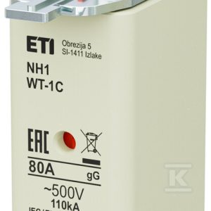 Wkładka bezpiecznikowa – NH1C gG 80A/500V G – zwłoczna / pokrywy stalowe 004113410