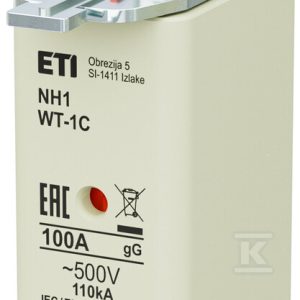 Wkładka bezpiecznikowa – NH1C gG 100A/500V G – zwłoczna / pokrywy stalowe 004113411 Wkładka bezpiecznikowa – NH1C gG 100A/500V G – zwłoczna / pokrywy stalowe 004113411