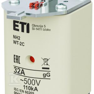 Wkładka bezpiecznikowa – NH2C gG 32A/500V G – zwłoczna / pokrywy stalowe 004114501 Wkładka bezpiecznikowa – NH2C gG 32A/500V G – zwłoczna / pokrywy stalowe 004114501