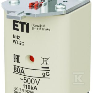 Wkładka bezpiecznikowa – NH2C gG 80A/500V G – zwłoczna / pokrywy stalowe 004114506 Wkładka bezpiecznikowa – NH2C gG 80A/500V G – zwłoczna / pokrywy stalowe 004114506