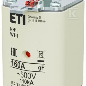 Wkładka bezpiecznikowa – NH1 gF 160A/500V G – szybka / pokrywy stalowe 004139132 Wkładka bezpiecznikowa – NH1 gF 160A/500V G – szybka / pokrywy stalowe 004139132