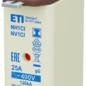 Wkładka bezpiecznikowa – NH1C/I gG 25A/400V – zwłoczna / zaczepy izolowane 004194107